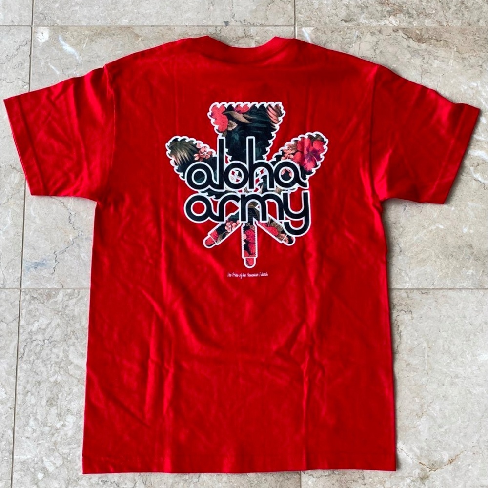 Men’s Red Aloha Army Short Sleeve T-Shirt size M